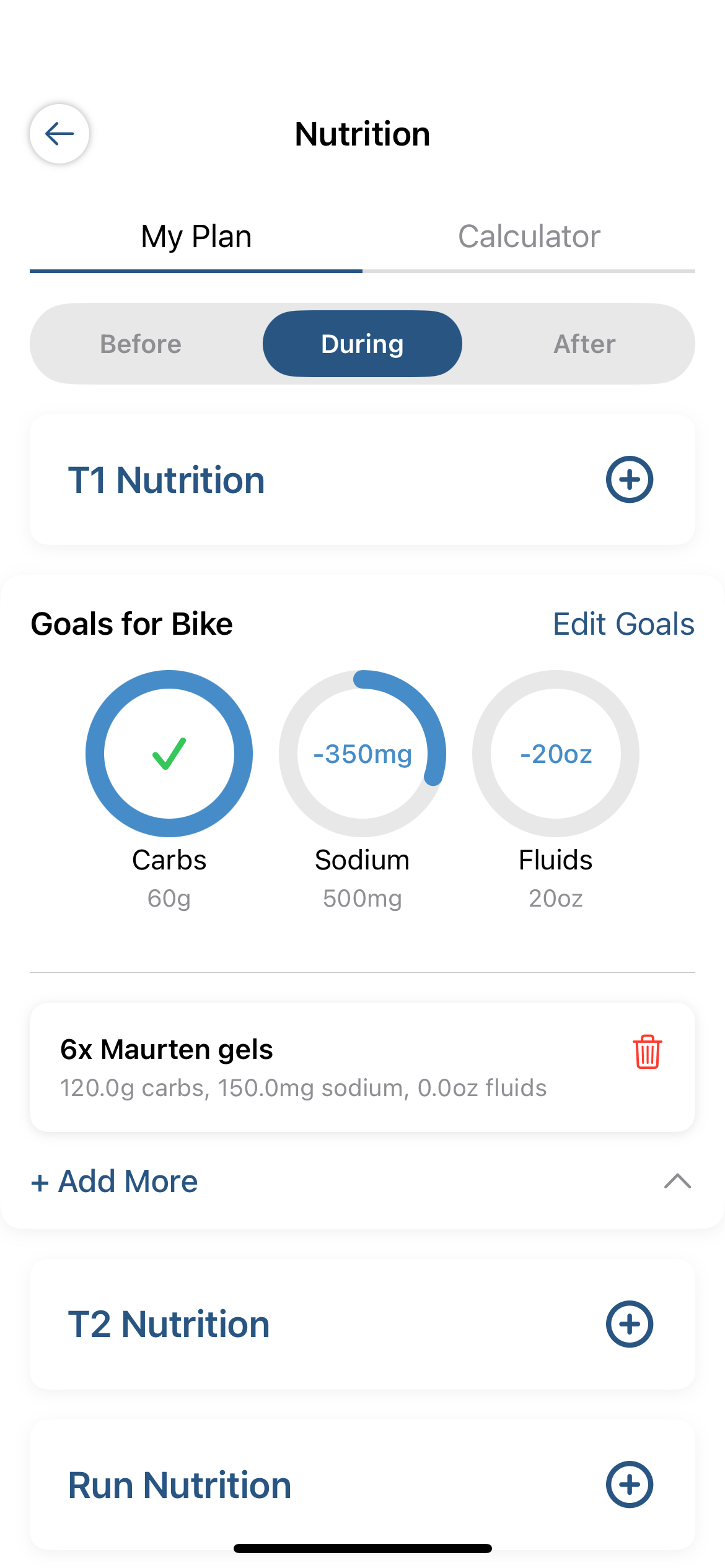 T-Zero Nutrition screen