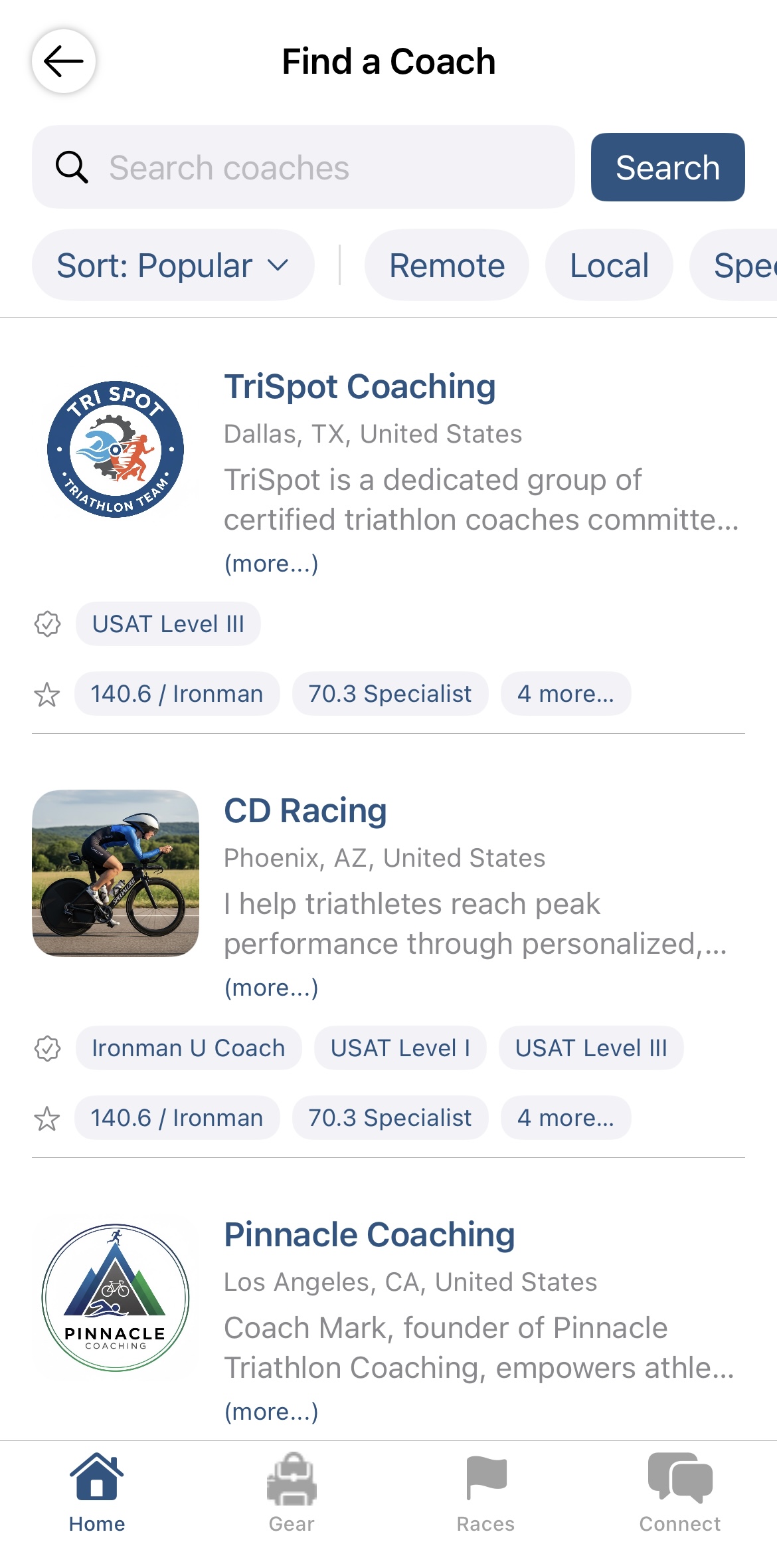 Coach Directory & search